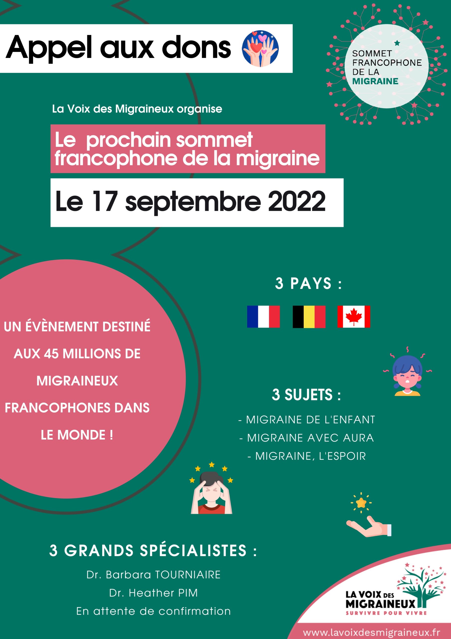 Les Sommets Francophones de la Migraine 3 sommetappel aux dons 2022 vf 1 pages to jpg 0001 scaled