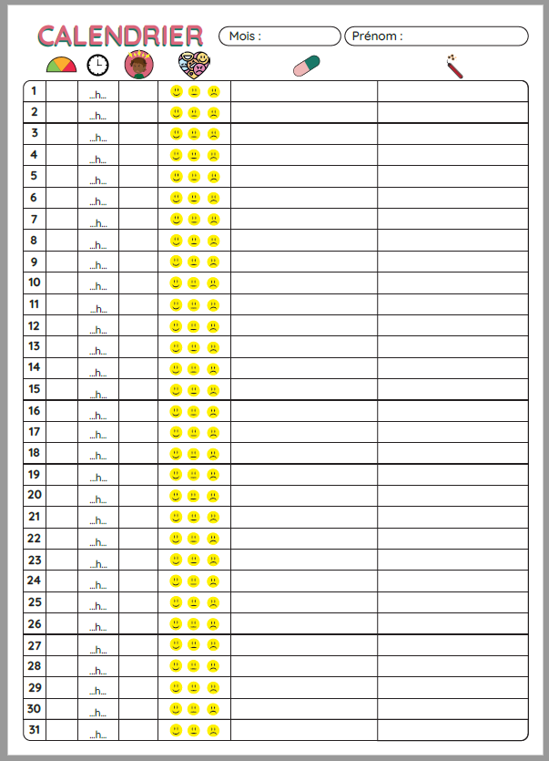 calendrier migraine enfant