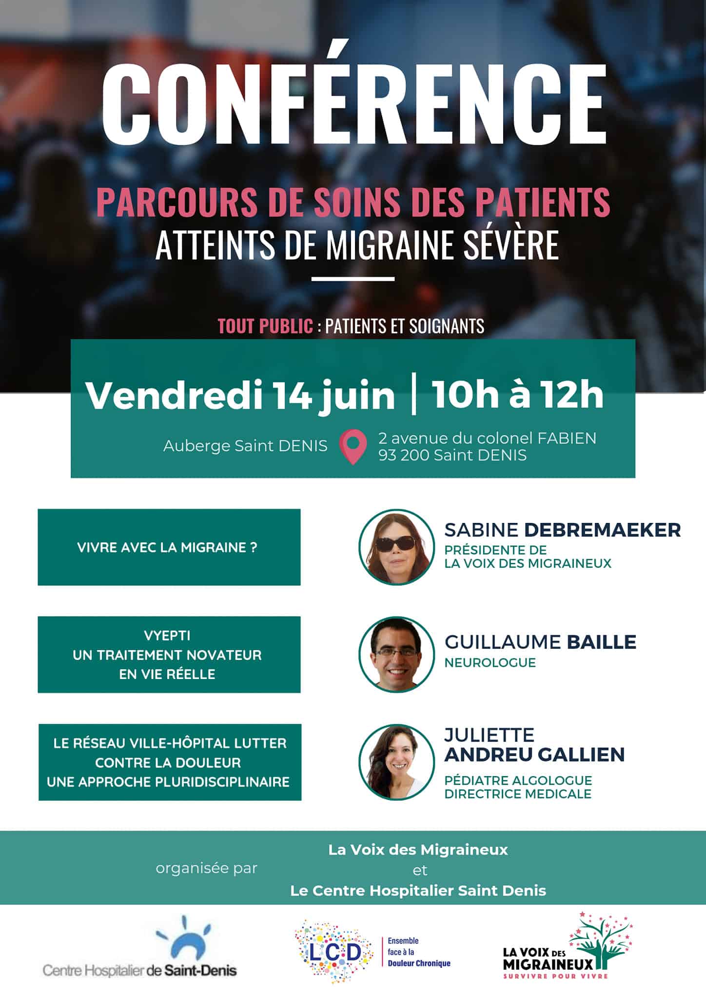 Conférence Parcours de soins des migraineux sévères le 14 juin à Saint-Denis (93) 1 conference14juin2024saintdenis