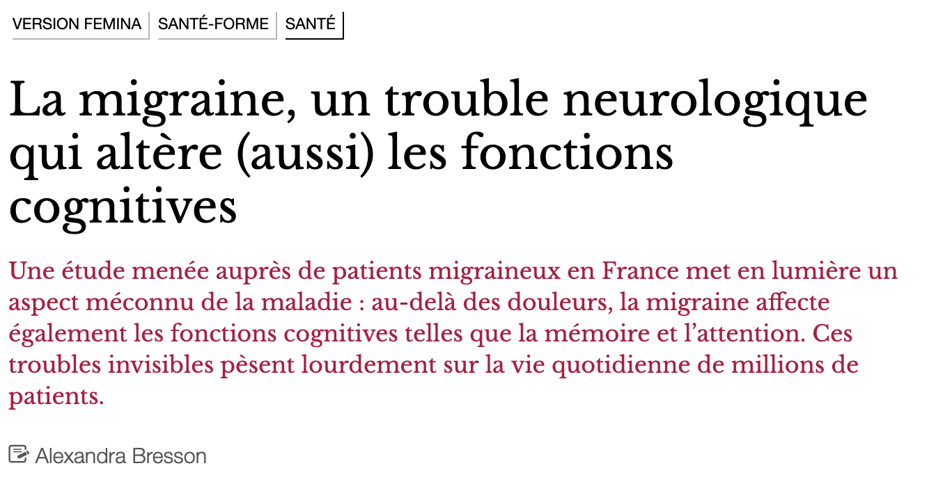 La Voix des Migraineux dans la presse 267 femina1109