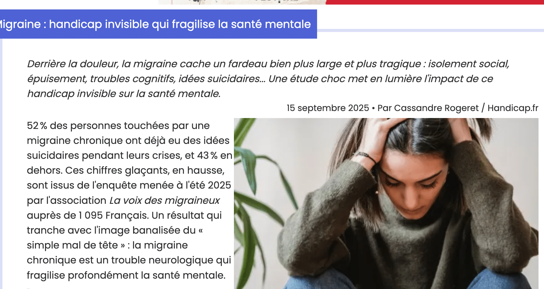 La Voix des Migraineux dans la presse 269 handicap1209