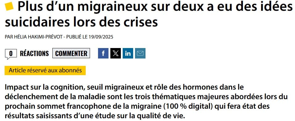 La Voix des Migraineux dans la presse 323 quotidiendumedecin19sept2025